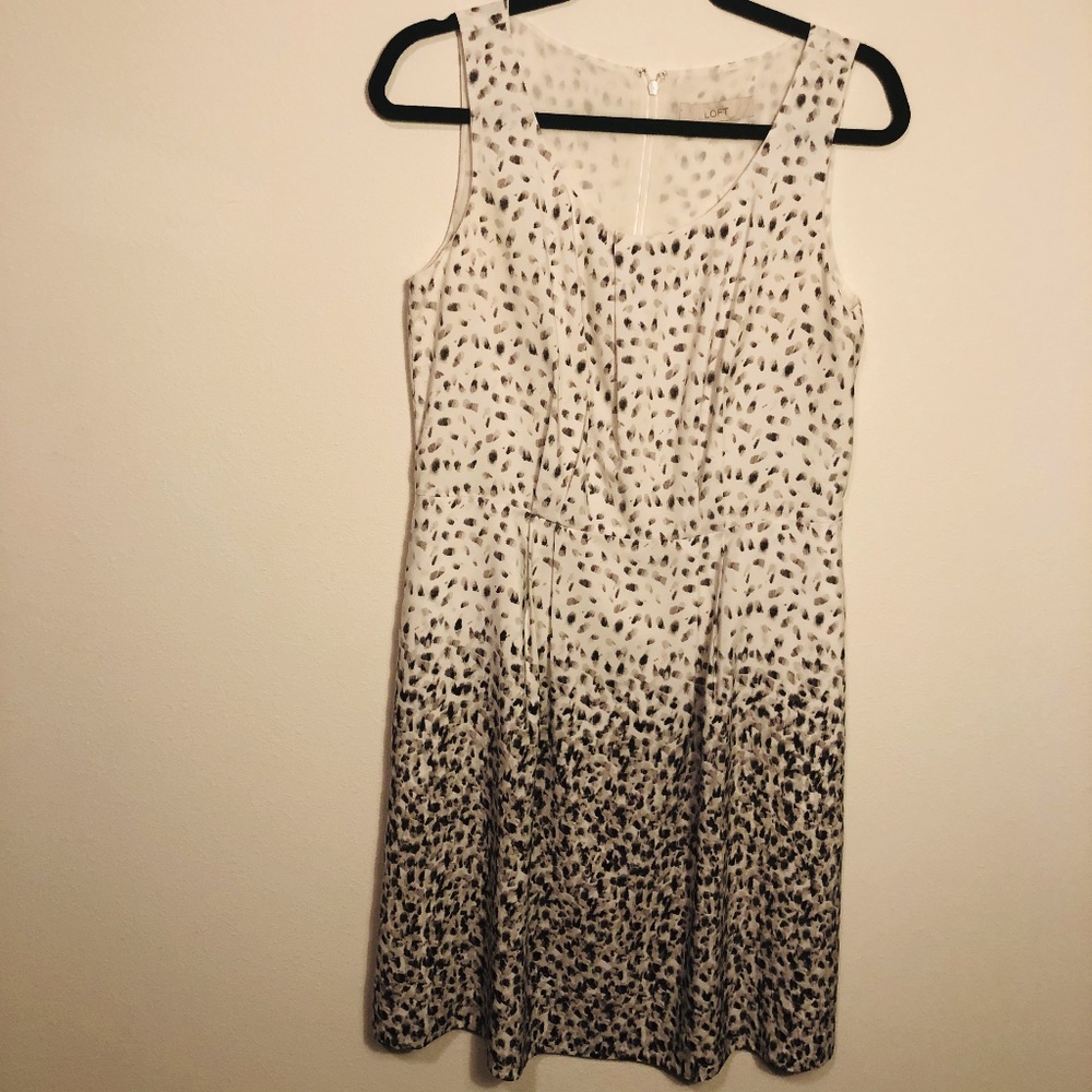 Ann Taylor Loft Sleeveless Gray/White Dress SZ8